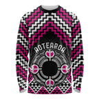 Personalised Aotearoa Niho Taniwha Motif Long Sleeve Shirt Pink Style