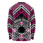 Personalised Aotearoa Niho Taniwha Motif Long Sleeve Shirt Pink Style