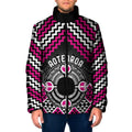 Personalised Aotearoa Niho Taniwha Motif Padded Jacket Pink Style - Aussie Hoodie