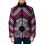 Personalised Aotearoa Niho Taniwha Motif Padded Jacket Pink Style - Aussie Hoodie