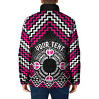 Personalised Aotearoa Niho Taniwha Motif Padded Jacket Pink Style - Aussie Hoodie