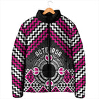 Personalised Aotearoa Niho Taniwha Motif Padded Jacket Pink Style - Aussie Hoodie
