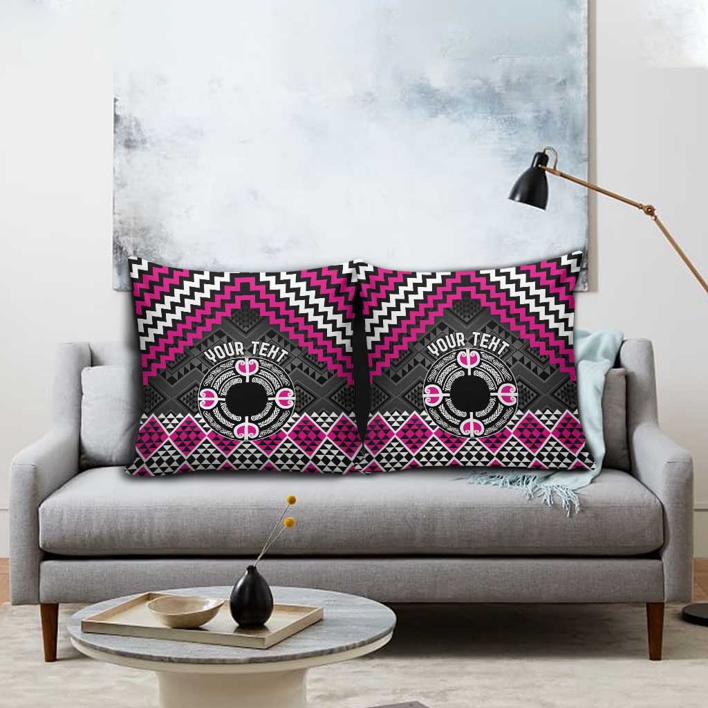 Personalised Aotearoa Niho Taniwha Motif Pillow Cover Pink Style - Aussie Hoodie