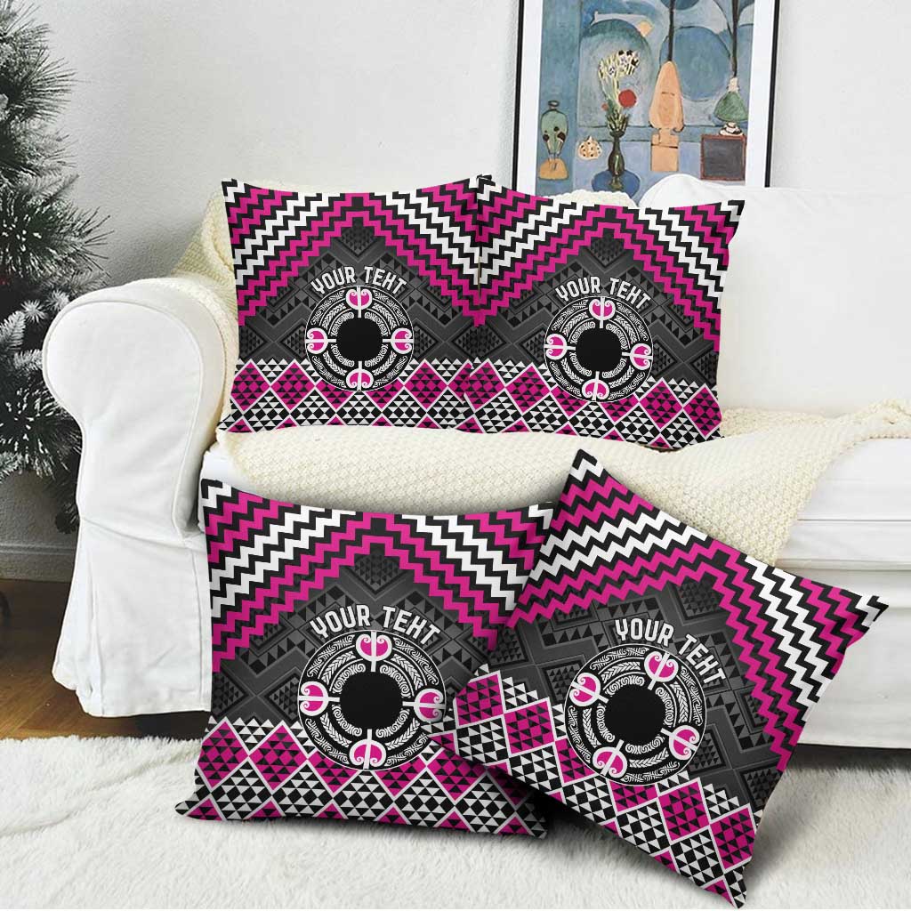 Personalised Aotearoa Niho Taniwha Motif Pillow Cover Pink Style - Aussie Hoodie