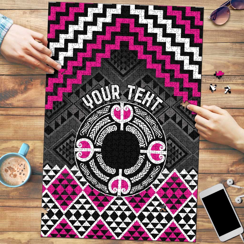 Personalised Aotearoa Niho Taniwha Motif Puzzle Pink Style - Aussie Hoodie