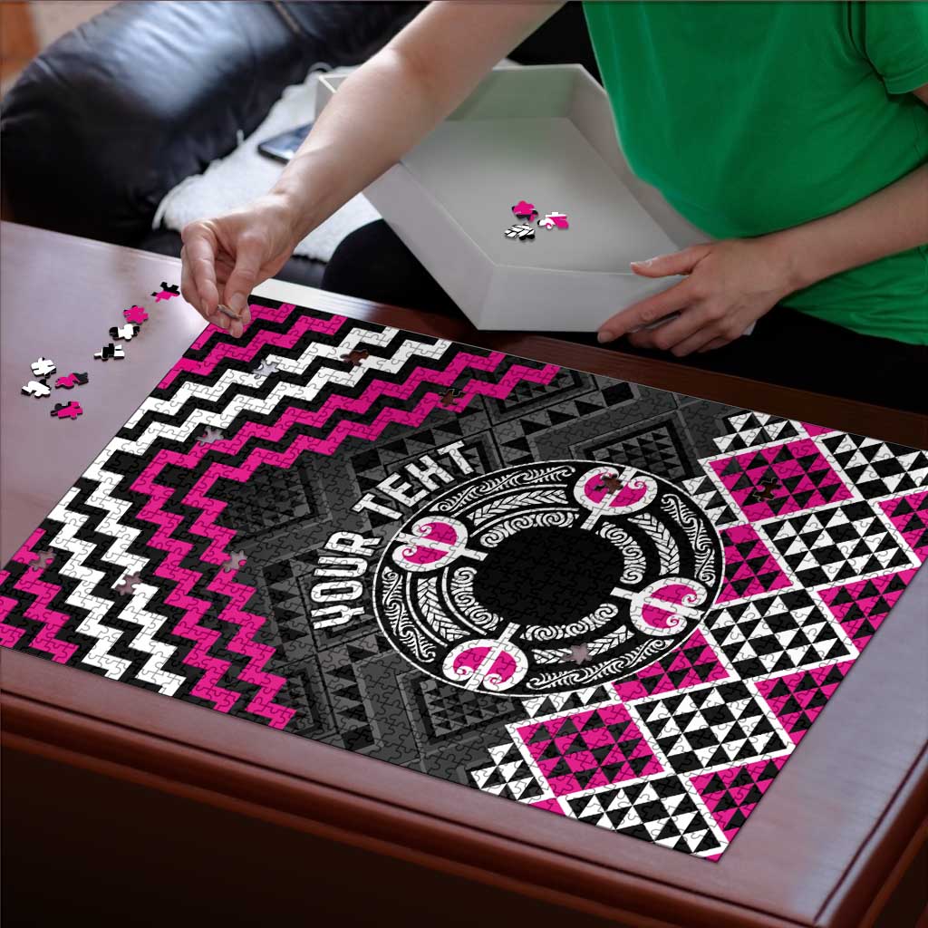 Personalised Aotearoa Niho Taniwha Motif Puzzle Pink Style - Aussie Hoodie