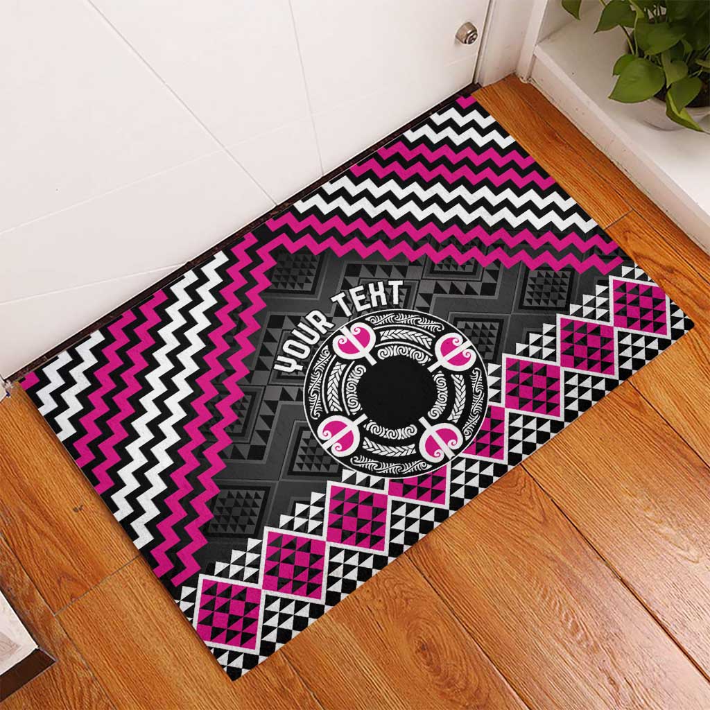 Personalised Aotearoa Niho Taniwha Motif Rubber Doormat Pink Style