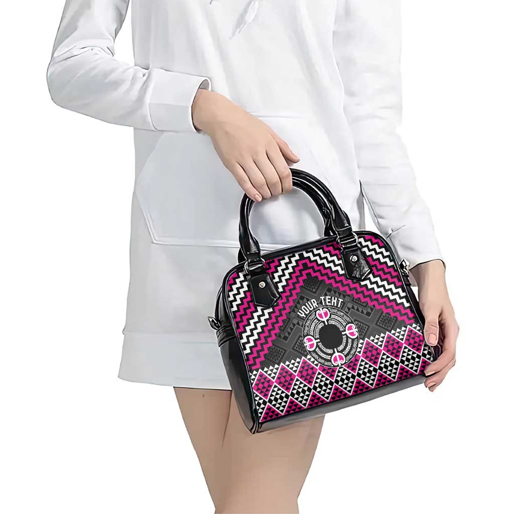 Personalised Aotearoa Niho Taniwha Motif Shoulder Handbag Pink Style