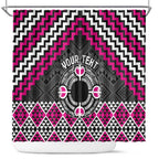 Personalised Aotearoa Niho Taniwha Motif Shower Curtain Pink Style