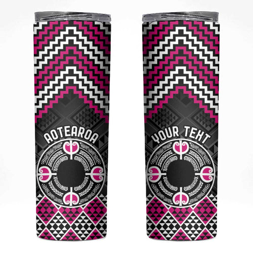 Personalised Aotearoa Niho Taniwha Motif Skinny Tumbler Pink Style