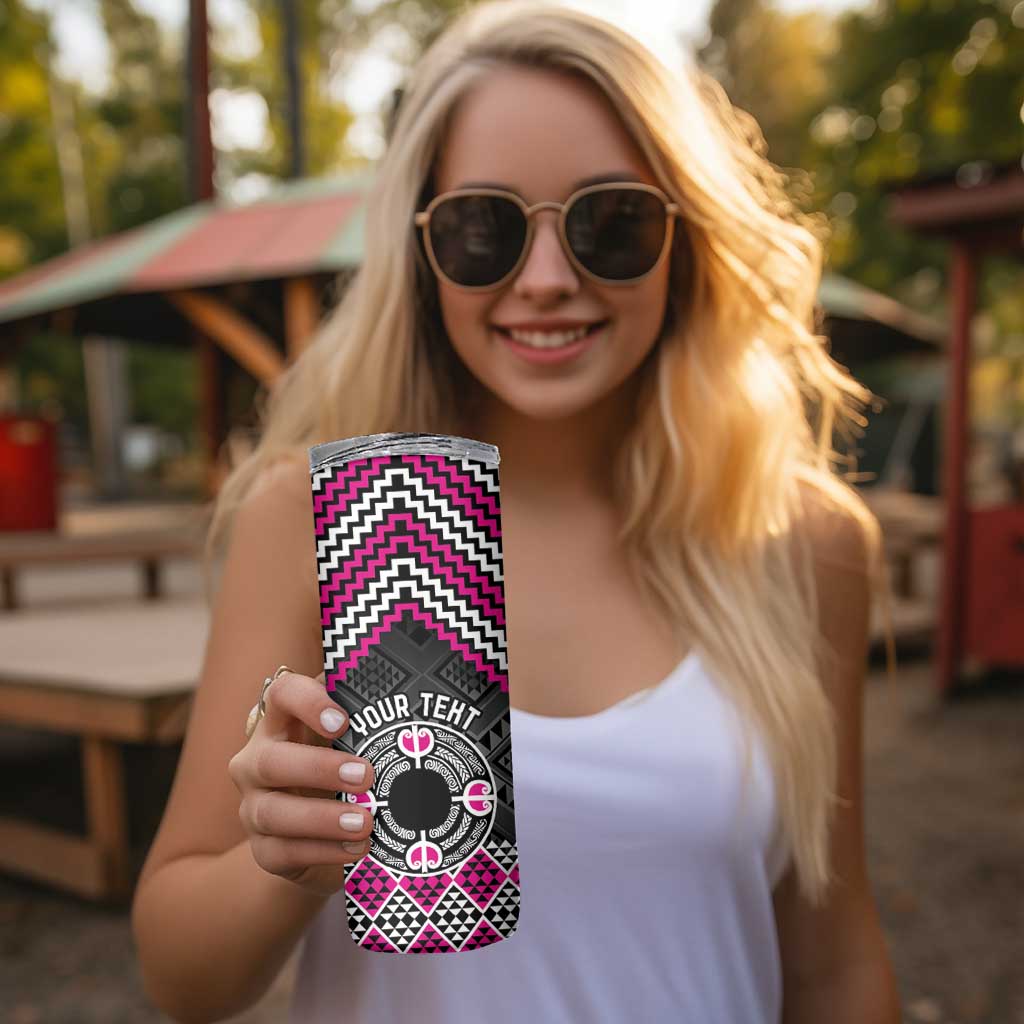 Personalised Aotearoa Niho Taniwha Motif Skinny Tumbler Pink Style