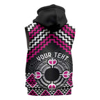 Personalised Aotearoa Niho Taniwha Motif Sleeveless Hoodie Pink Style - Aussie Hoodie