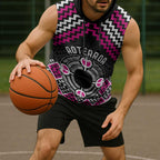 Personalised Aotearoa Niho Taniwha Motif Sleeveless Hoodie Pink Style - Aussie Hoodie