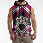 Personalised Aotearoa Niho Taniwha Motif Sleeveless Zip Hoodie Pink Style LT9