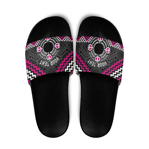 Personalised Aotearoa Niho Taniwha Motif Slide Sandals Pink Style - Aussie Hoodie