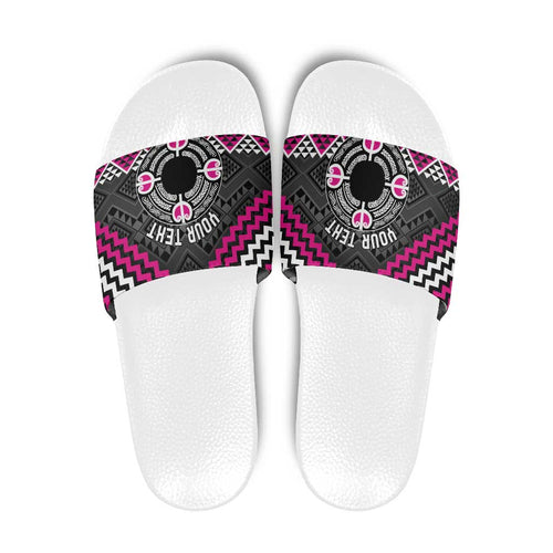 Personalised Aotearoa Niho Taniwha Motif Slide Sandals Pink Style - Aussie Hoodie