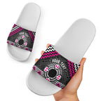 Personalised Aotearoa Niho Taniwha Motif Slide Sandals Pink Style - Aussie Hoodie