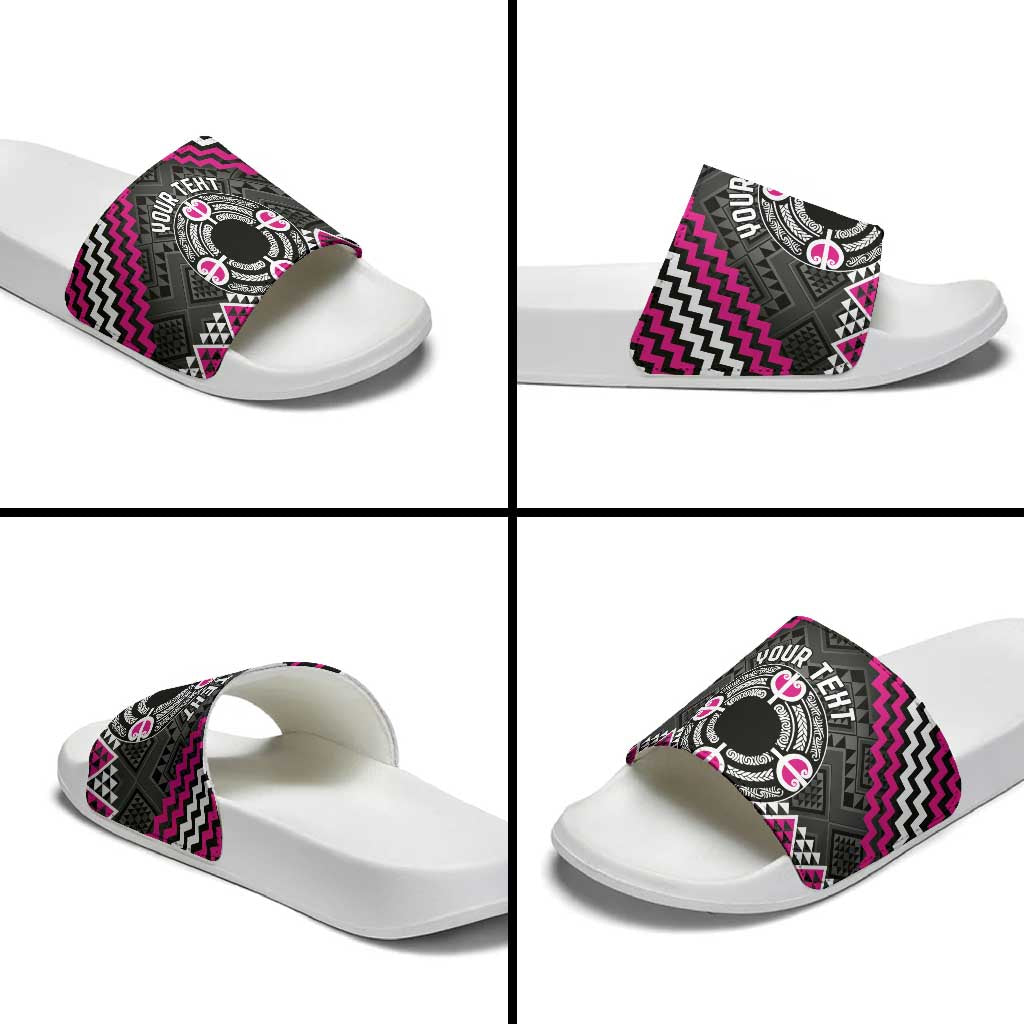 Personalised Aotearoa Niho Taniwha Motif Slide Sandals Pink Style - Aussie Hoodie