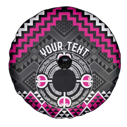 Personalised Aotearoa Niho Taniwha Motif Spare Tire Cover Pink Style