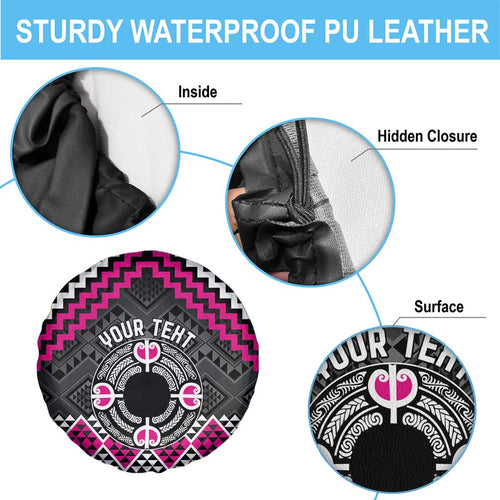 Personalised Aotearoa Niho Taniwha Motif Spare Tire Cover Pink Style