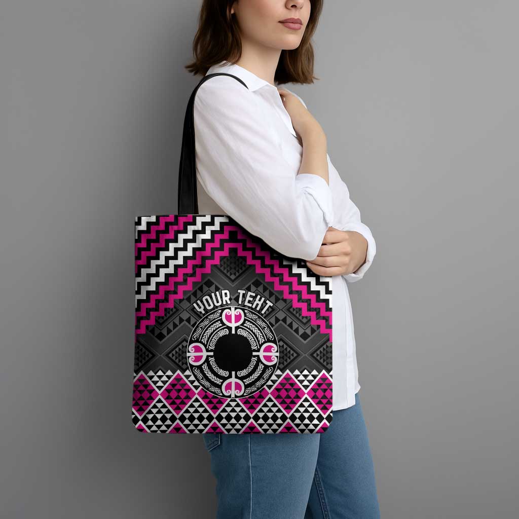Personalised Aotearoa Niho Taniwha Motif Tote Bag Pink Style - Aussie Hoodie