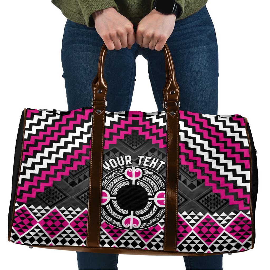 Personalised Aotearoa Niho Taniwha Motif Travel Bag Pink Style - Aussie Hoodie