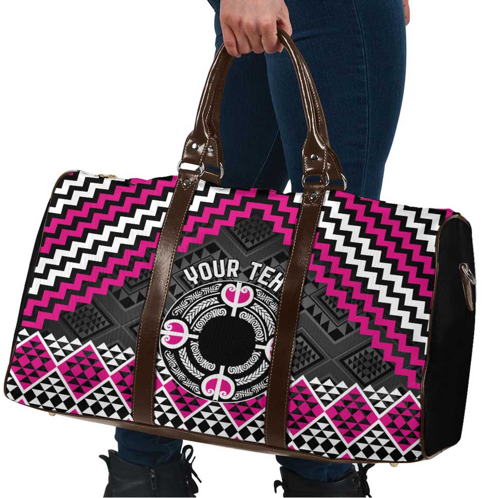 Personalised Aotearoa Niho Taniwha Motif Travel Bag Pink Style - Aussie Hoodie