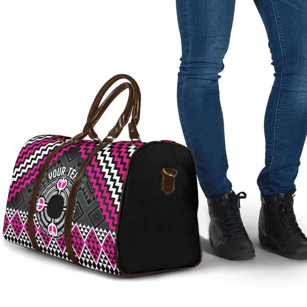 Personalised Aotearoa Niho Taniwha Motif Travel Bag Pink Style - Aussie Hoodie