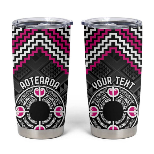 Personalised Aotearoa Niho Taniwha Motif Tumbler Cup Pink Style