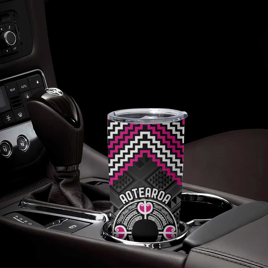 Personalised Aotearoa Niho Taniwha Motif Tumbler Cup Pink Style