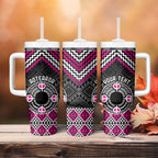 Personalised Aotearoa Niho Taniwha Motif Tumbler With Handle Pink Style