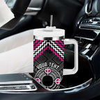 Personalised Aotearoa Niho Taniwha Motif Tumbler With Handle Pink Style
