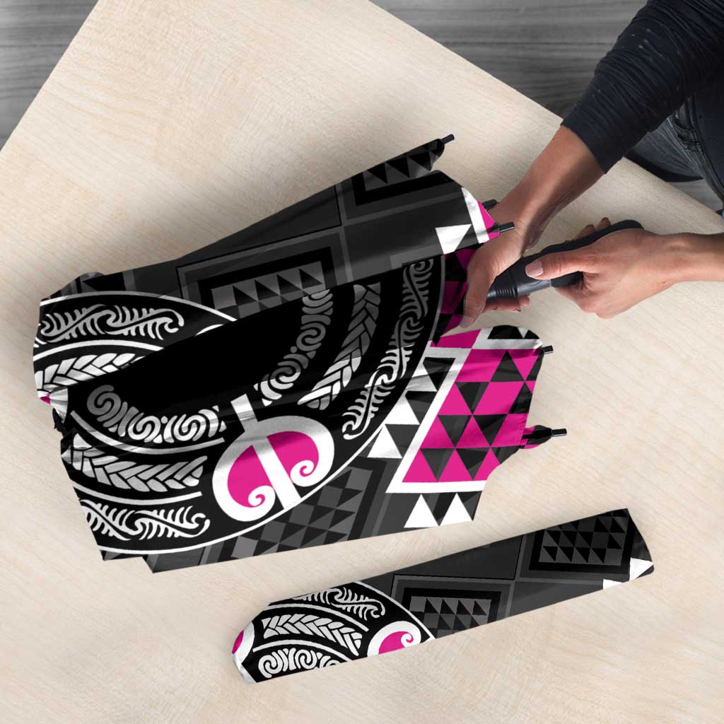 Personalised Aotearoa Niho Taniwha Motif Umbrella Pink Style - Aussie Hoodie