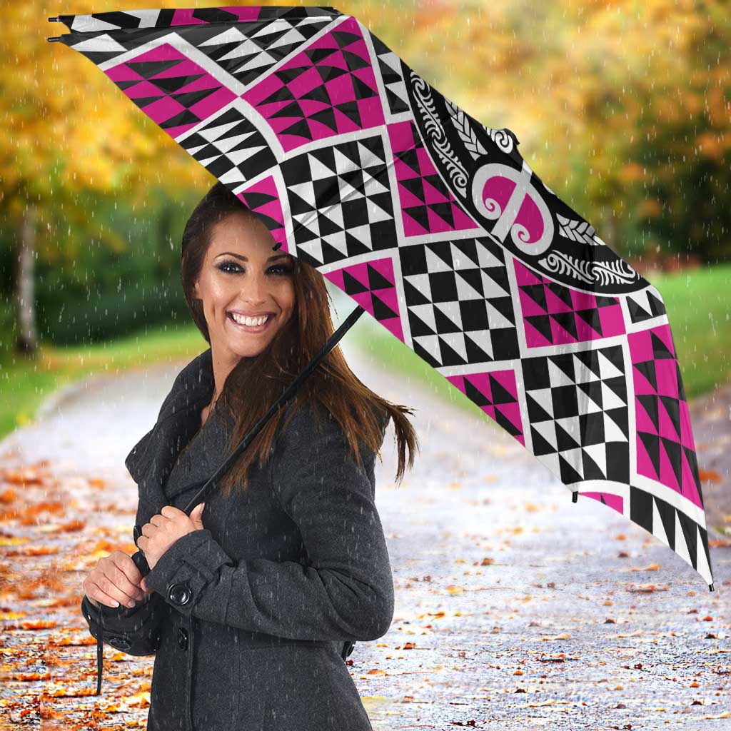 Personalised Aotearoa Niho Taniwha Motif Umbrella Pink Style - Aussie Hoodie