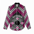 Personalised Aotearoa Niho Taniwha Motif Women Casual Shirt Pink Style