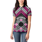 Personalised Aotearoa Niho Taniwha Motif Women Polo Shirt Pink Style