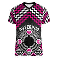 Personalised Aotearoa Niho Taniwha Motif Women V-Neck T-Shirt Pink Style