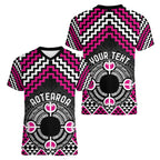 Personalised Aotearoa Niho Taniwha Motif Women V-Neck T-Shirt Pink Style