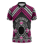 Personalised Aotearoa Niho Taniwha Motif Zipper Polo Shirt Pink Style - Aussie Hoodie