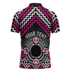 Personalised Aotearoa Niho Taniwha Motif Zipper Polo Shirt Pink Style - Aussie Hoodie