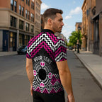 Personalised Aotearoa Niho Taniwha Motif Zipper Polo Shirt Pink Style - Aussie Hoodie