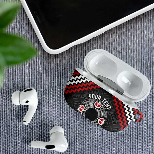 Personalised Aotearoa Niho Taniwha Motif AirPods Case Red Style - Aussie Hoodie