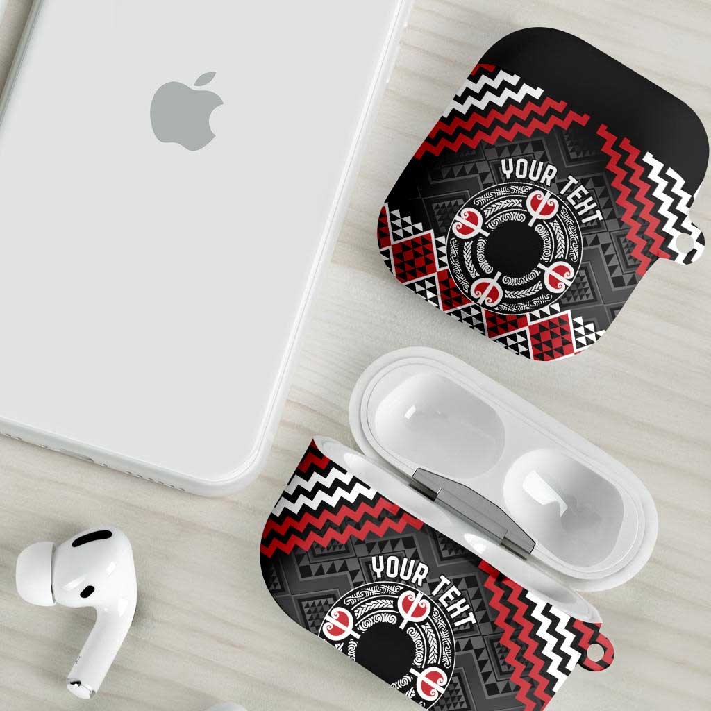 Personalised Aotearoa Niho Taniwha Motif AirPods Case Red Style - Aussie Hoodie