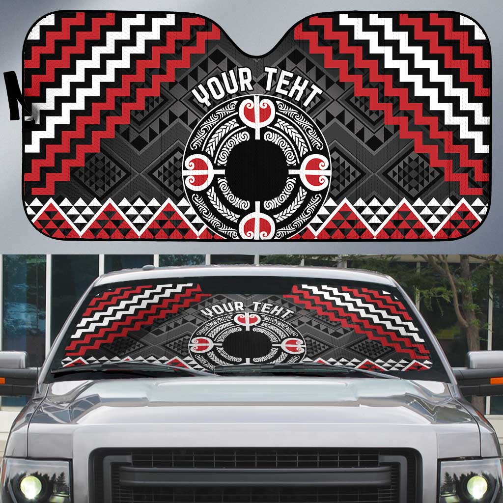 Personalised Aotearoa Niho Taniwha Motif Auto Sun Shade Red Style - Aussie Hoodie