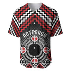 Personalised Aotearoa Niho Taniwha Motif Baseball Jersey Red Style