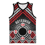 Personalised Aotearoa Niho Taniwha Motif Basketball Jersey Red Style - Aussie Hoodie