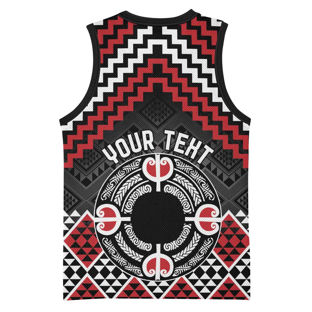 Personalised Aotearoa Niho Taniwha Motif Basketball Jersey Red Style - Aussie Hoodie