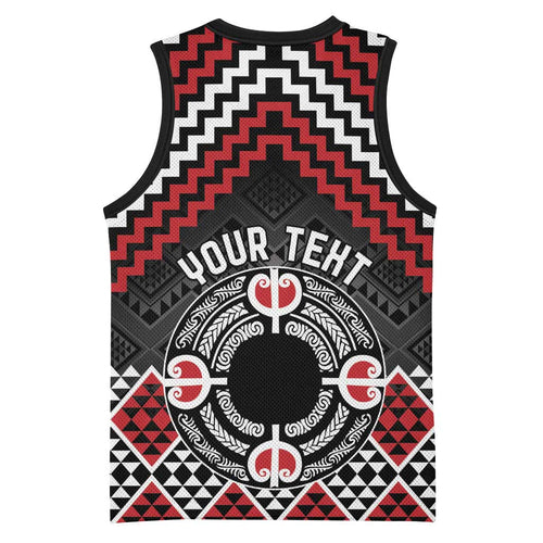 Personalised Aotearoa Niho Taniwha Motif Basketball Jersey Red Style - Aussie Hoodie