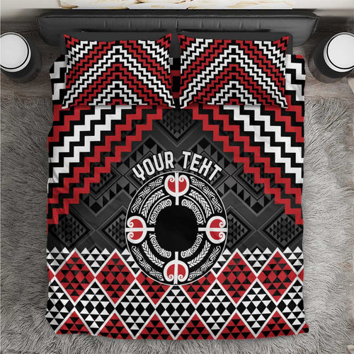 Personalised Aotearoa Niho Taniwha Motif Bedding Set Red Style