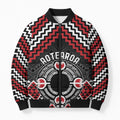 Personalised Aotearoa Niho Taniwha Motif Bomber Puffer Jacket Red Style - Aussie Hoodie